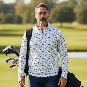 Fore Fathers Forged Fabric Mend XL White Texas‎ Lightning Quarter Zip Pullover